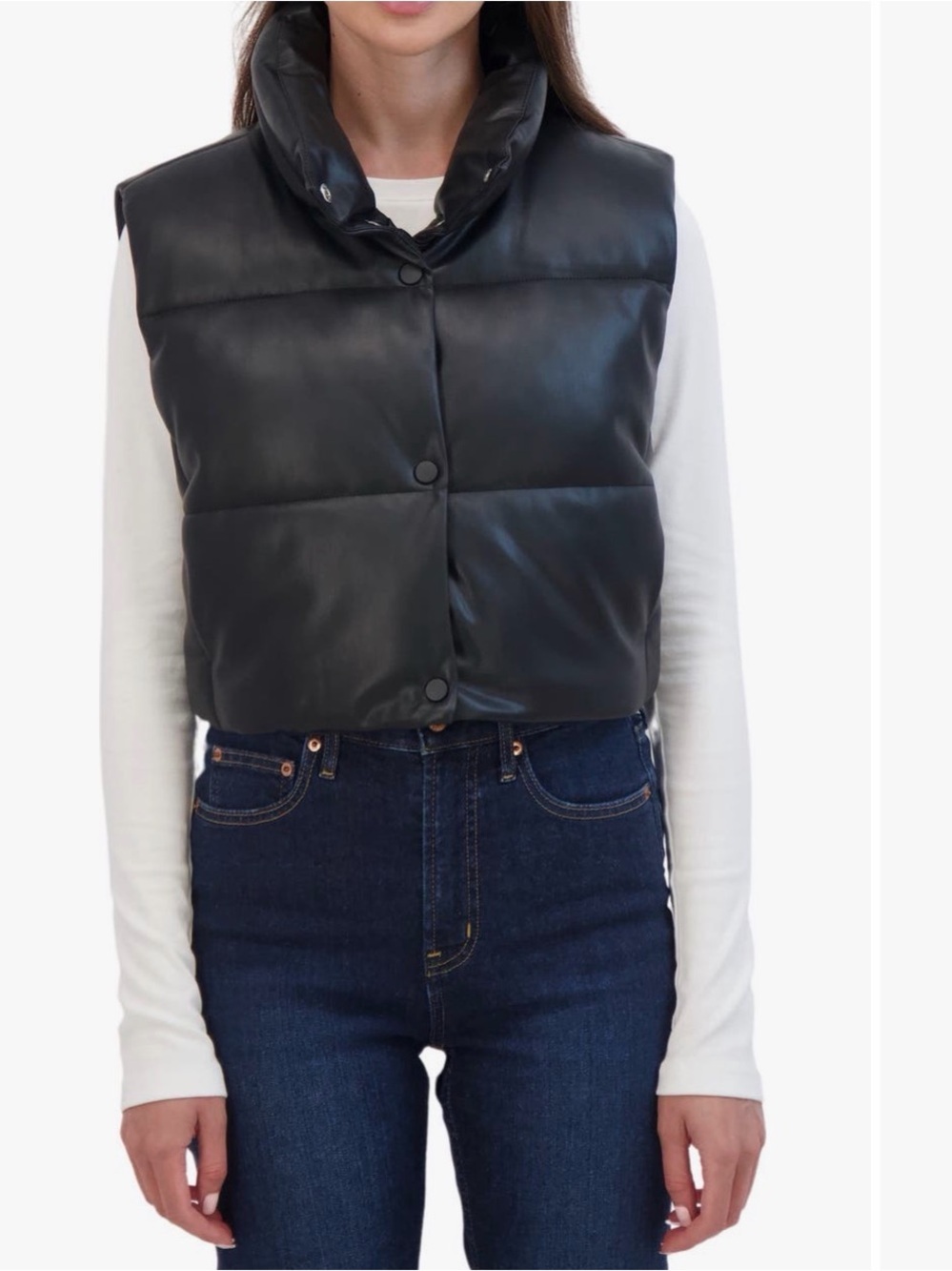Sebby Crop Faux Leather Vest Ivory X-Large - Picture 2 of 4